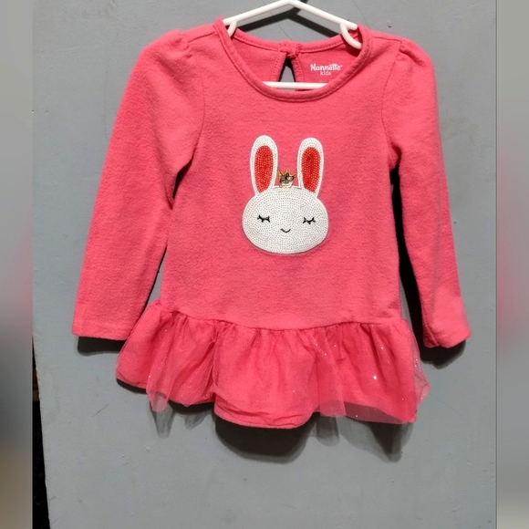 Nannette Kids Pink 2T Princess sequence rabbit bunny sweater glittery pink tutu - Picture 2 of 12